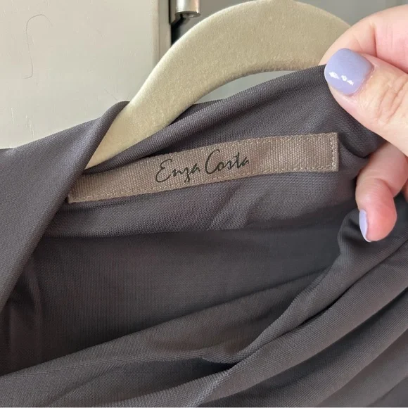 New Revolve Enza Costa Matte Jersey Slash Midi Dress in Dark Pewter - Picture 3 of 5